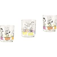 Excelsa Peanuts - Juego de 3 Vasos de 25 cl- de Cristal Transparente- 8 x 8 x 9 cm